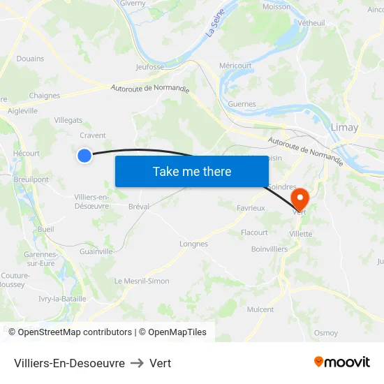 Villiers-En-Desoeuvre to Vert map