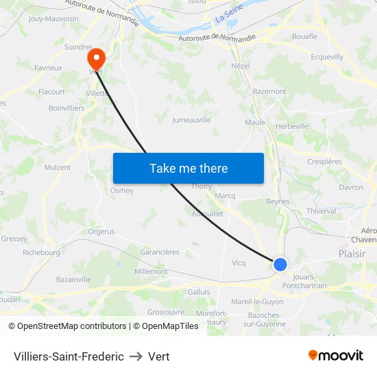 Villiers-Saint-Frederic to Vert map
