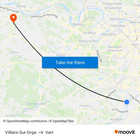 Villiers-Sur-Orge to Vert map