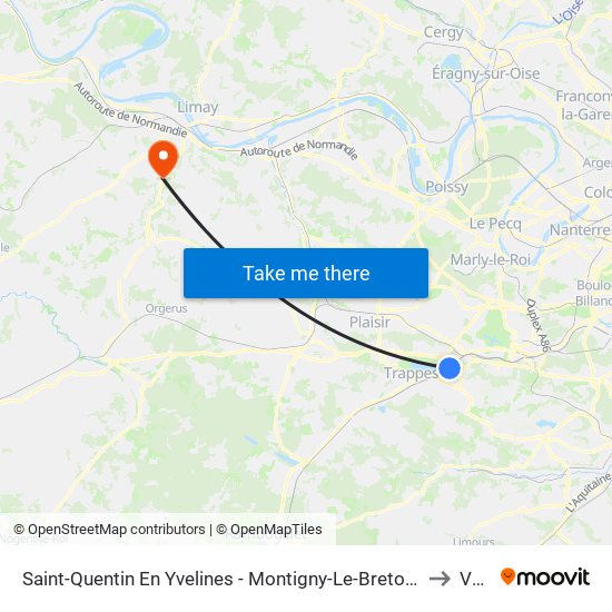 Saint-Quentin En Yvelines - Montigny-Le-Bretonneux to Vert map