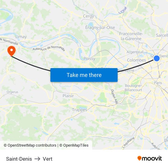 Saint-Denis to Vert map