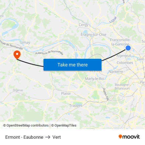 Ermont - Eaubonne to Vert map