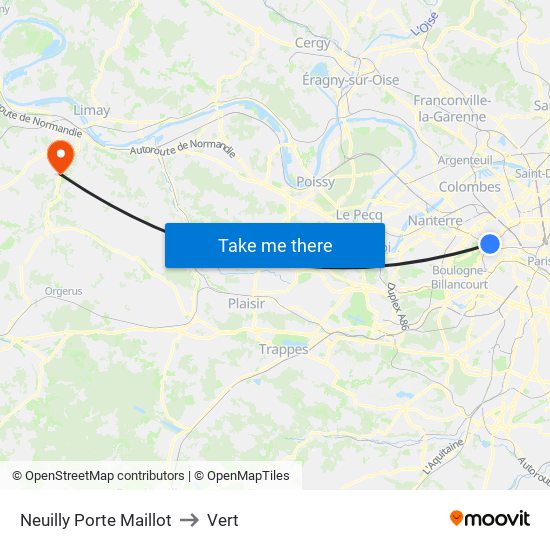 Neuilly Porte Maillot to Vert map