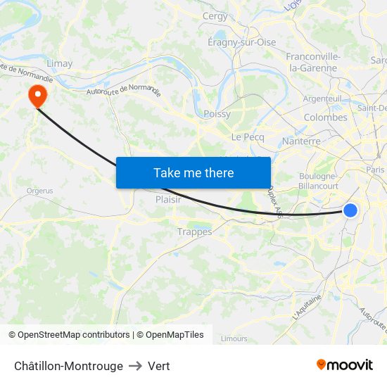 Châtillon-Montrouge to Vert map