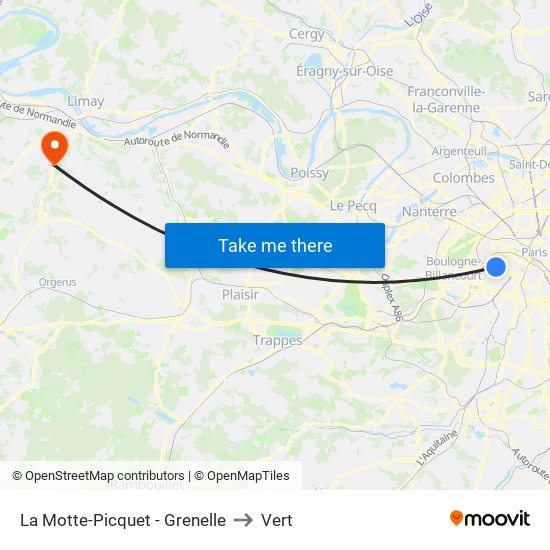 La Motte-Picquet - Grenelle to Vert map