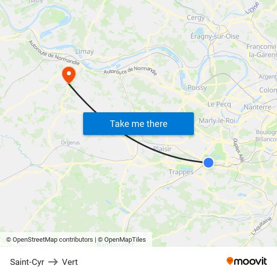 Saint-Cyr to Vert map