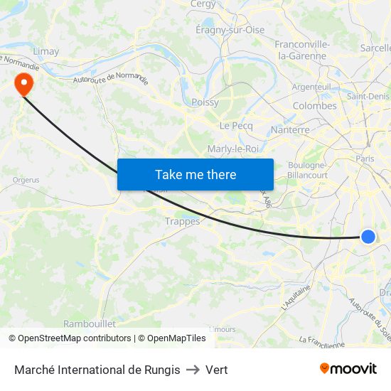 Marché International de Rungis to Vert map