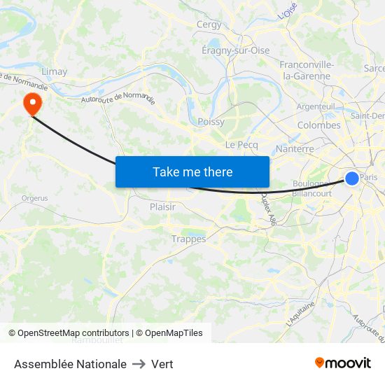 Assemblée Nationale to Vert map