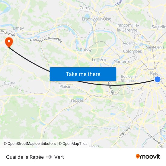 Quai de la Rapée to Vert map
