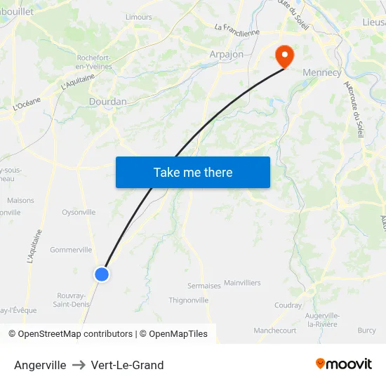Angerville to Vert-Le-Grand map