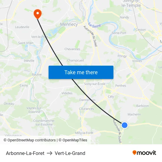 Arbonne-La-Foret to Vert-Le-Grand map