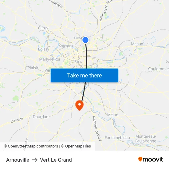 Arnouville to Vert-Le-Grand map