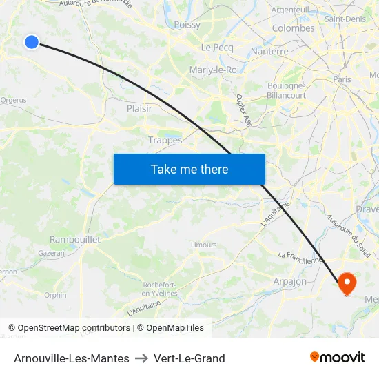 Arnouville-Les-Mantes to Vert-Le-Grand map