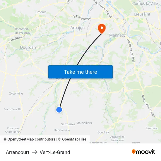Arrancourt to Vert-Le-Grand map