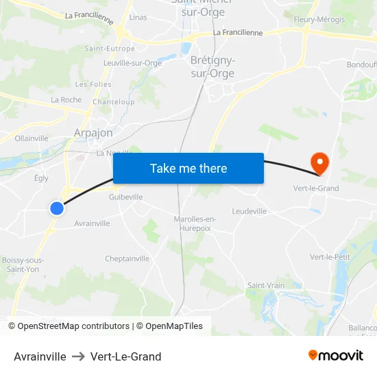 Avrainville to Vert-Le-Grand map