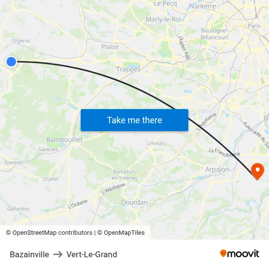 Bazainville to Vert-Le-Grand map