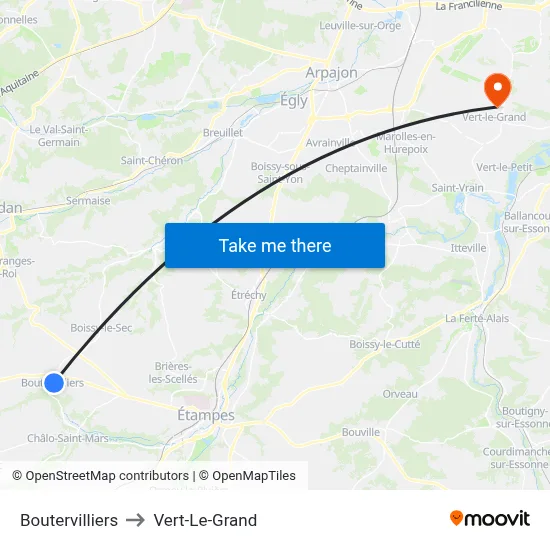Boutervilliers to Vert-Le-Grand map