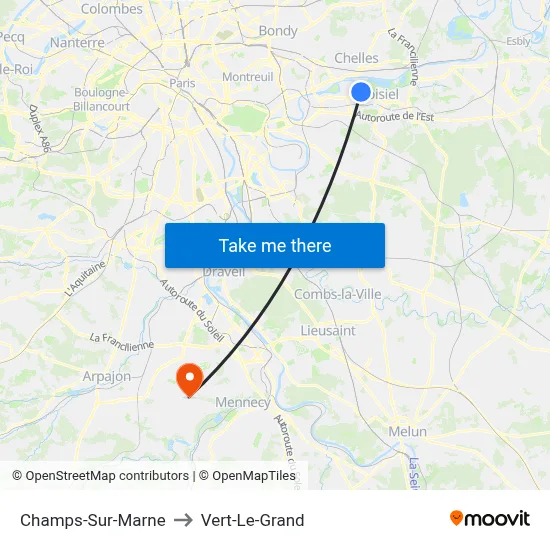 Champs-Sur-Marne to Vert-Le-Grand map