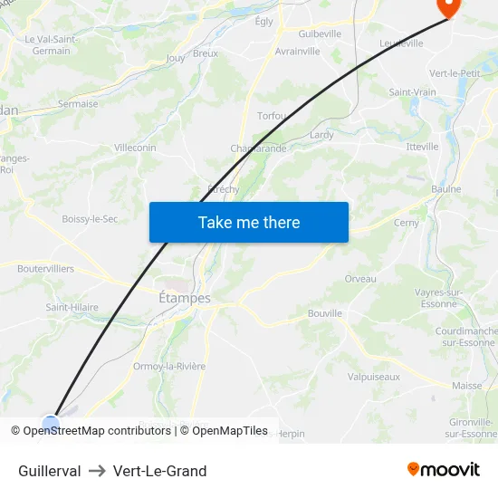 Guillerval to Vert-Le-Grand map