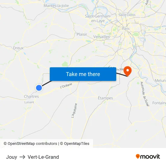 Jouy to Vert-Le-Grand map