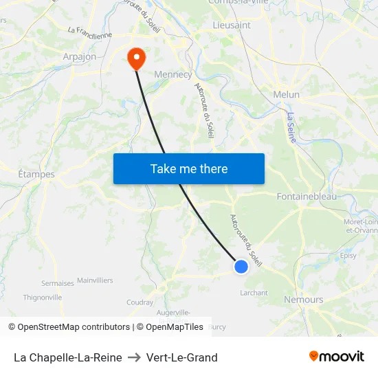 La Chapelle-La-Reine to Vert-Le-Grand map