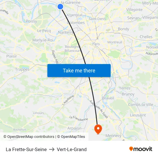 La Frette-Sur-Seine to Vert-Le-Grand map