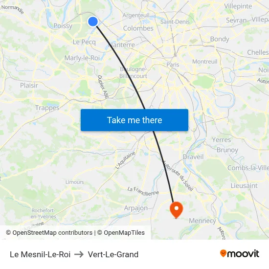 Le Mesnil-Le-Roi to Vert-Le-Grand map