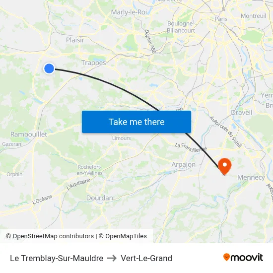 Le Tremblay-Sur-Mauldre to Vert-Le-Grand map