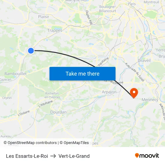 Les Essarts-Le-Roi to Vert-Le-Grand map