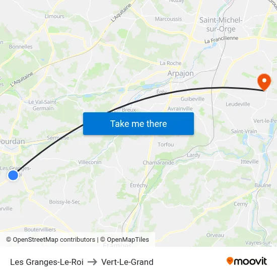 Les Granges-Le-Roi to Vert-Le-Grand map