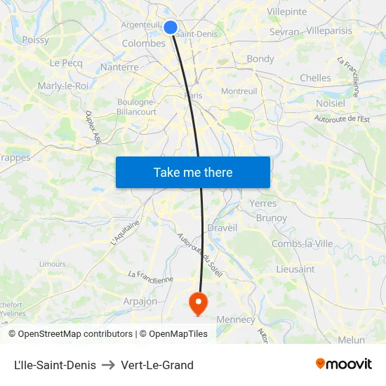 L'Ile-Saint-Denis to Vert-Le-Grand map