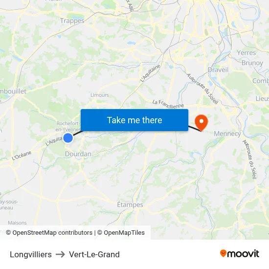 Longvilliers to Vert-Le-Grand map
