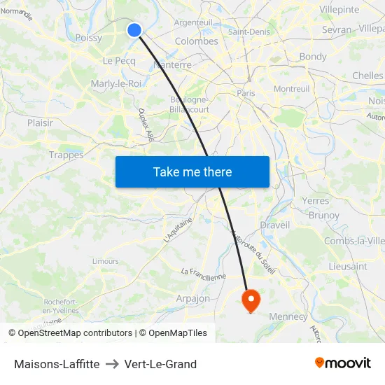 Maisons-Laffitte to Vert-Le-Grand map