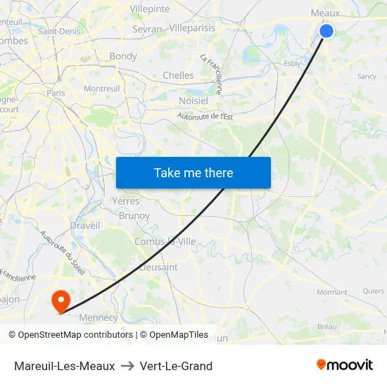 Mareuil-Les-Meaux to Vert-Le-Grand map