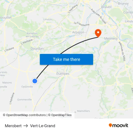 Merobert to Vert-Le-Grand map