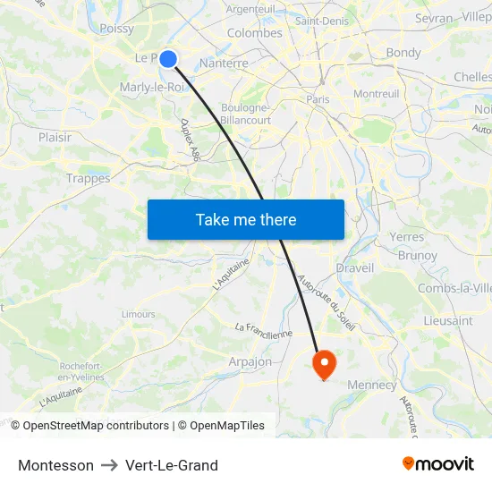 Montesson to Vert-Le-Grand map