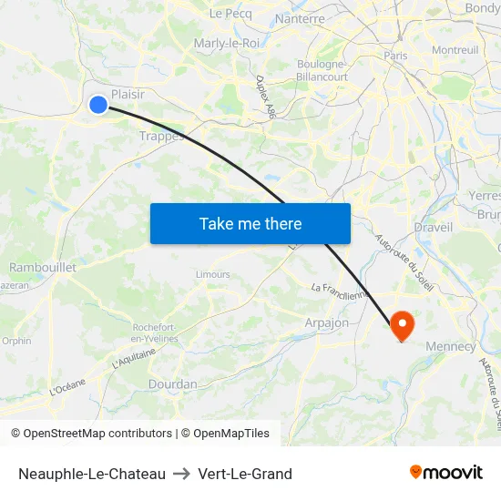 Neauphle-Le-Chateau to Vert-Le-Grand map