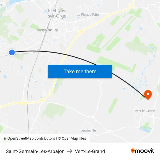 Saint-Germain-Les-Arpajon to Vert-Le-Grand map