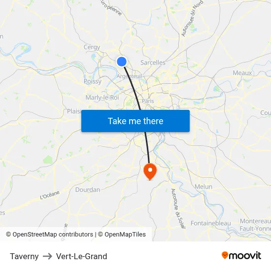 Taverny to Vert-Le-Grand map