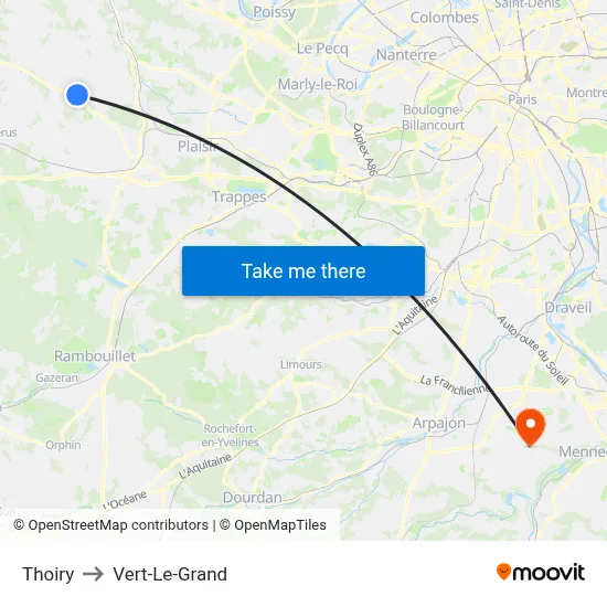 Thoiry to Vert-Le-Grand map