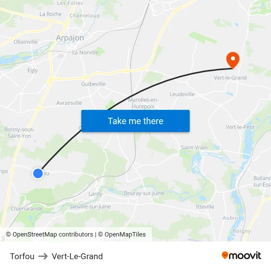 Torfou to Vert-Le-Grand map