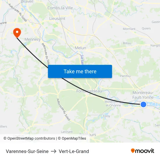Varennes-Sur-Seine to Vert-Le-Grand map