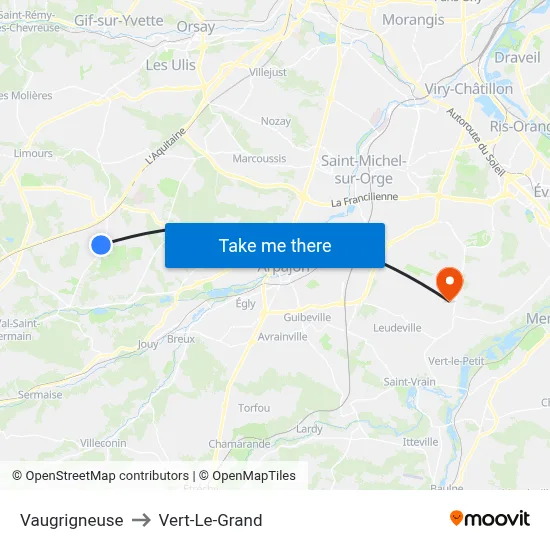 Vaugrigneuse to Vert-Le-Grand map