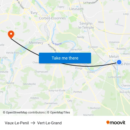 Vaux-Le-Penil to Vert-Le-Grand map