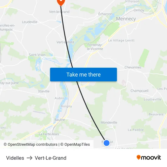 Videlles to Vert-Le-Grand map