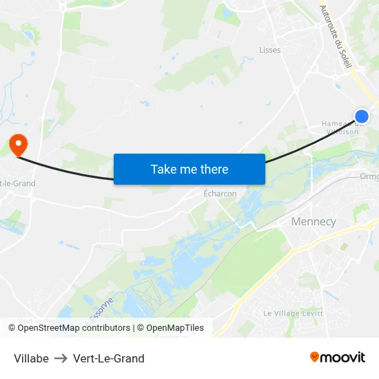 Villabe to Vert-Le-Grand map