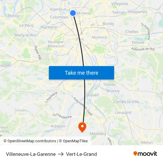 Villeneuve-La-Garenne to Vert-Le-Grand map