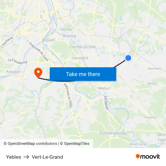 Yebles to Vert-Le-Grand map