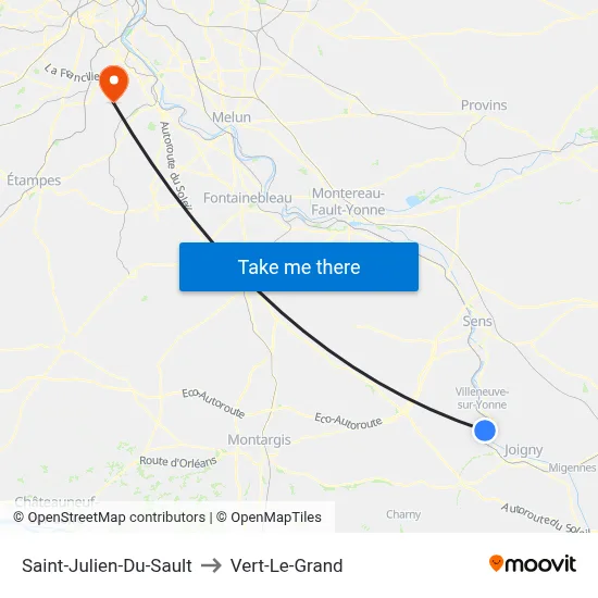 Saint-Julien-Du-Sault to Vert-Le-Grand map