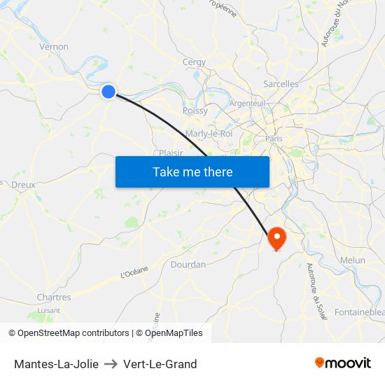 Mantes-La-Jolie to Vert-Le-Grand map